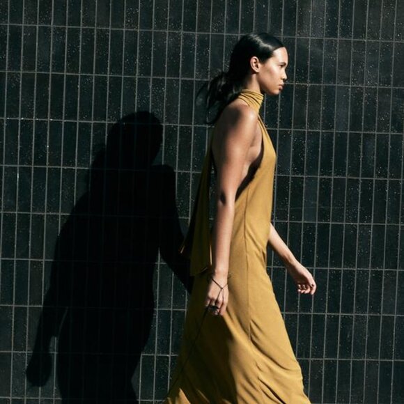 ZARA LONG OPEN BACK HALTER DRESS - Picture 7 of 9